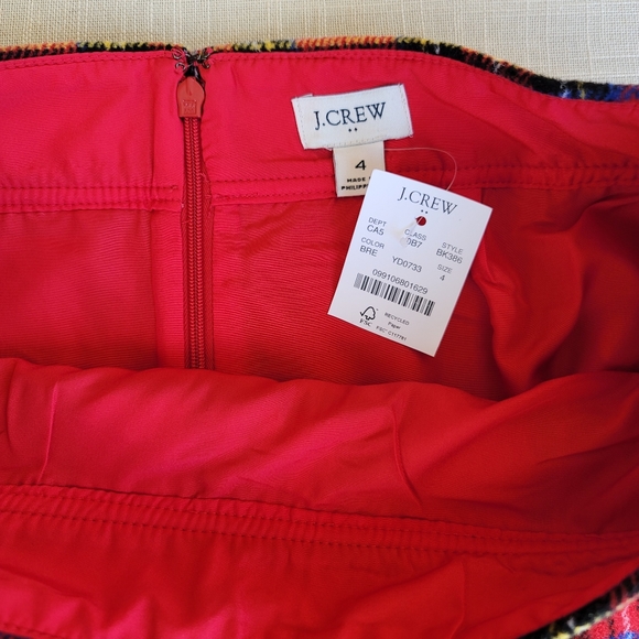 New! J. Crew sz 4 Wool-blend A-line red tartan mini skirt NWT - Picture 8 of 13